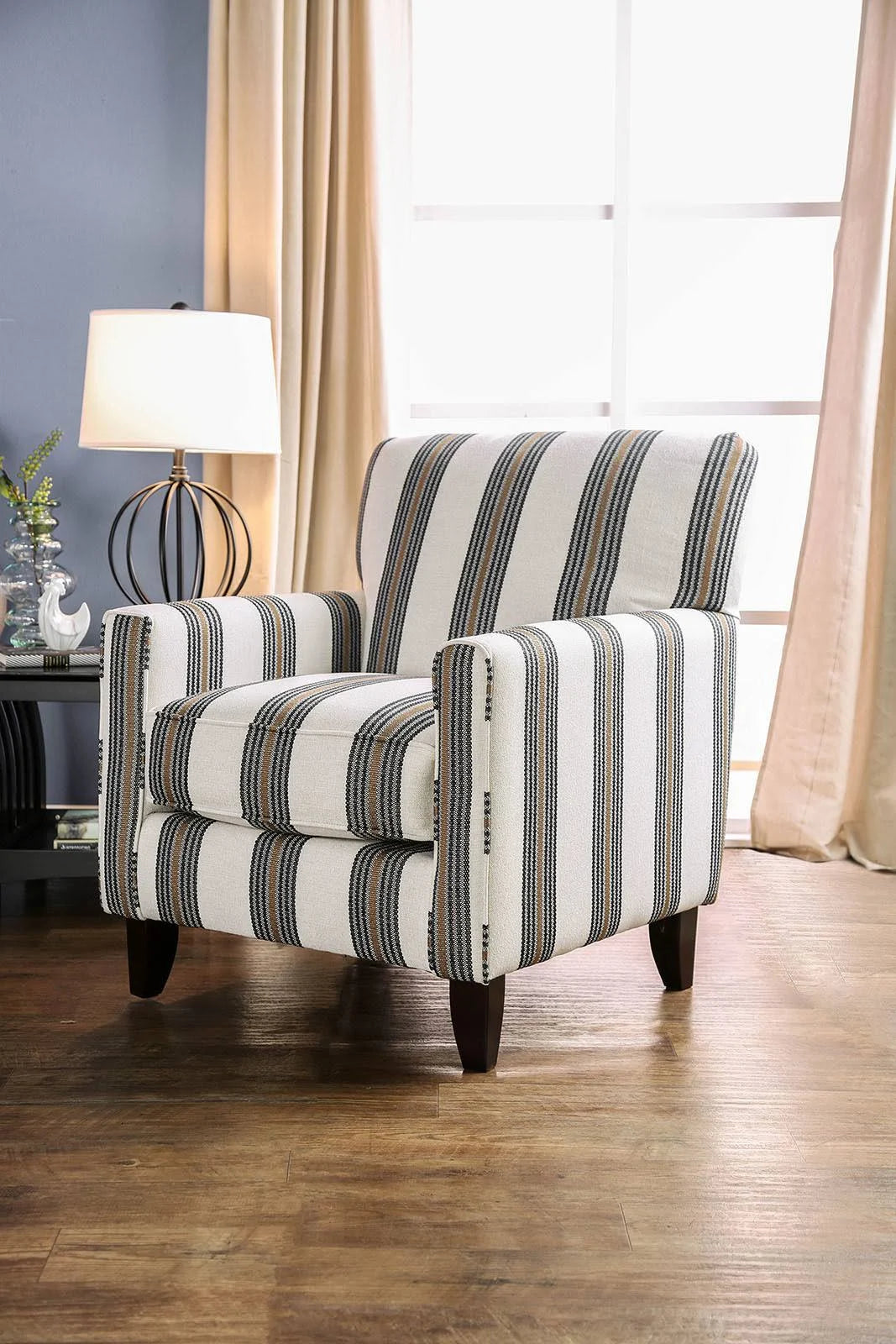 Beige Stripe Chair Z661