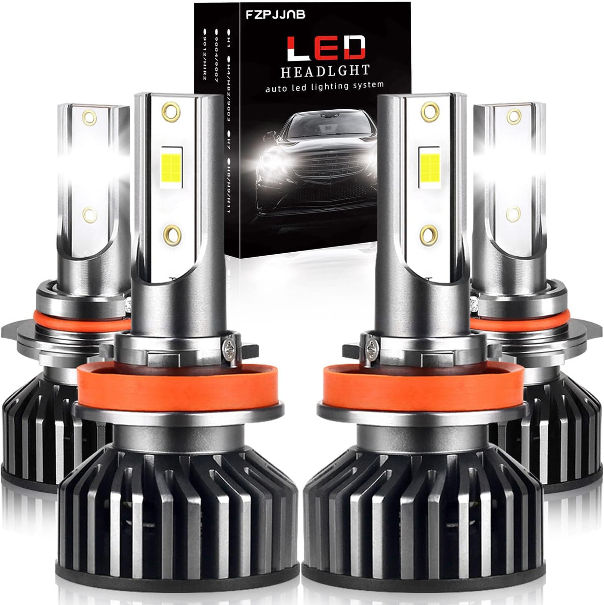LED Headlight Bulbs 9005 High Beam 9006 Low Beam Combo, 6000K Cool White, Pack of 4 Q7610