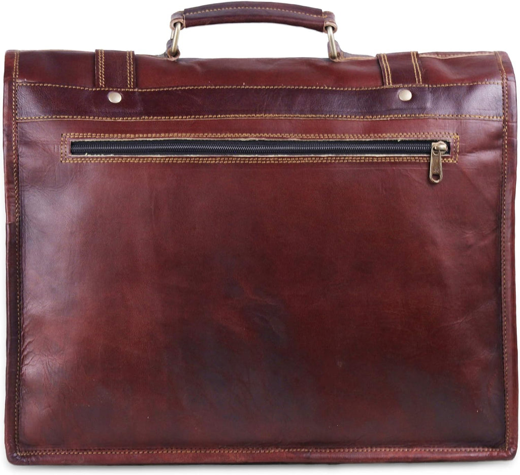Vintage Full Grain Leather Messenger Bag 18 inches T7382