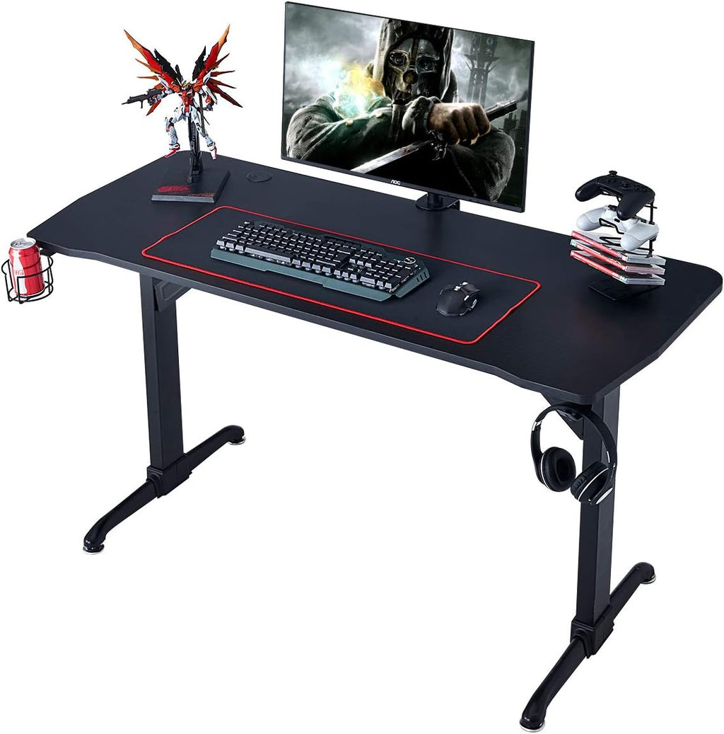 Red 48 Inch Gaming Desk with Mouse Pad and Headphone Hook V840373