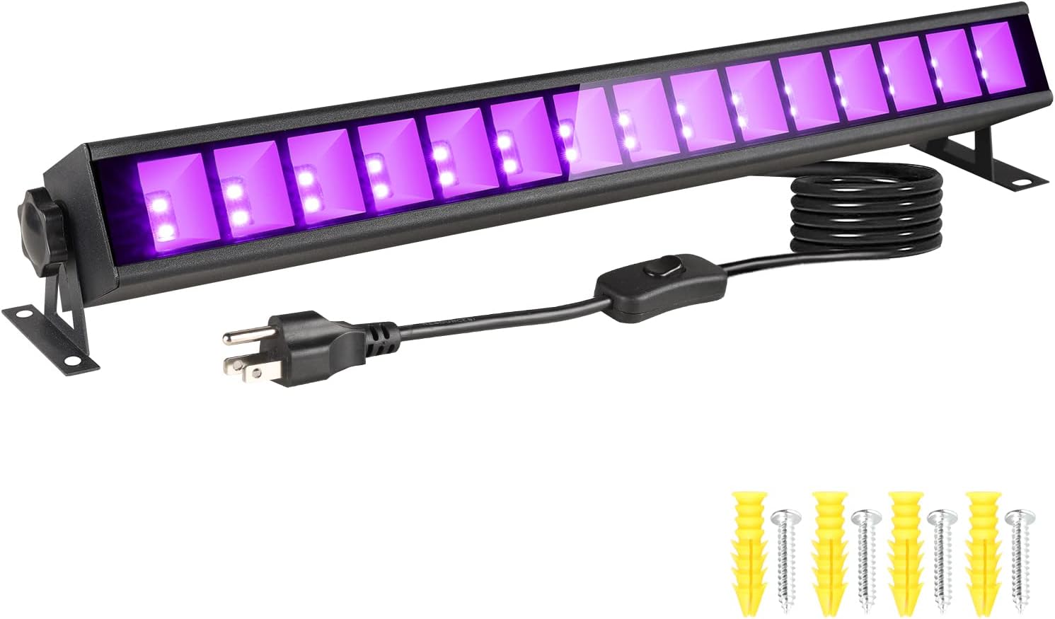 4 Pack 30W Black Light Bar with Switch, Plug and 5ft Cable I869831
