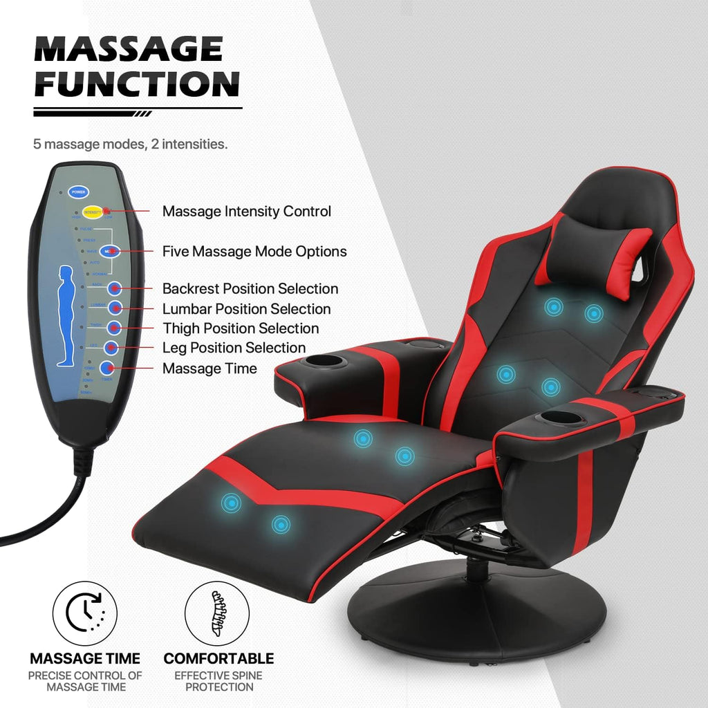 Red PU Leather Gaming Recliner Chair with Speakers E897152