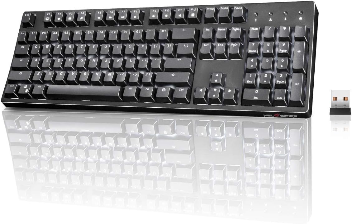 White 104-key Ergonomic Mechanical Keyboard with Red Switches I50789