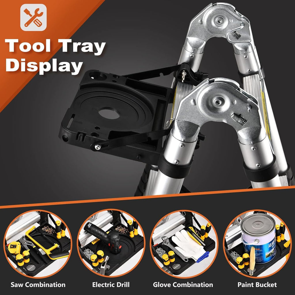Telescoping Aluminum Extension Ladder with 2 Triangle Stabilizers W243658