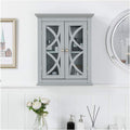 Grey Wooden Wall Storage Cabinet with Double Doors E97690