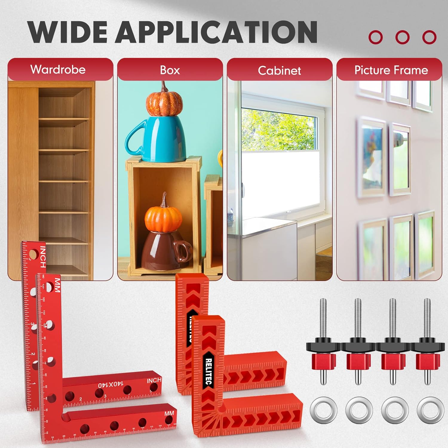 90 Degree Corner Clamp for Woodworking, 2 Aluminum Alloy Positioning Squares U3544