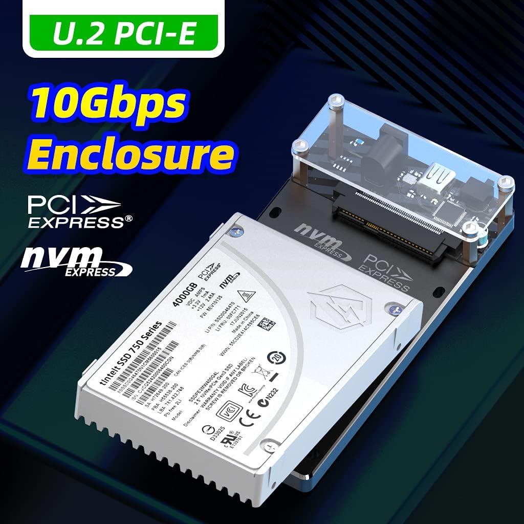 U.2 PCIe NVMe Hard Drive Enclosure with USB3.2 10Gbps Converter Docking Station K1789