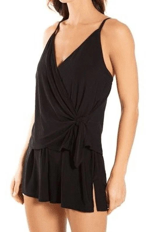 Black Wrap-Tie One-Piece Swimsuit J9014