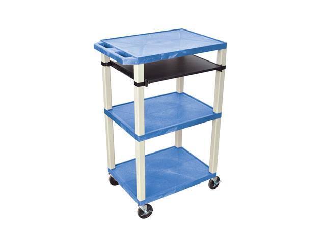 Blue 3 Shelf Cart with Black Pullout Shelf K6725
