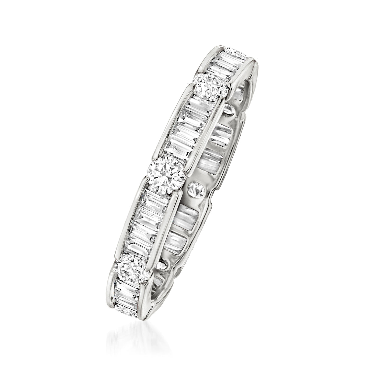 1.00 ct. t.w. Round and Baguette Diamond Eternity Band in 14kt White Gold L343471