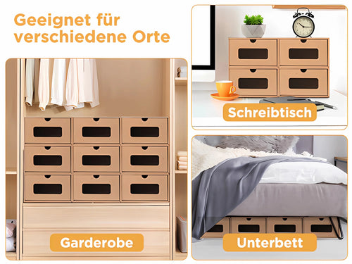 10Pcs Stackable Cardboard Shoe Box Storage Organizer H625834