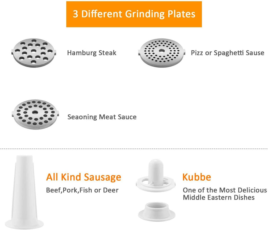 2000W Stainless Steel Electric Meat Grinder with 3 Grinding Plates Q926539