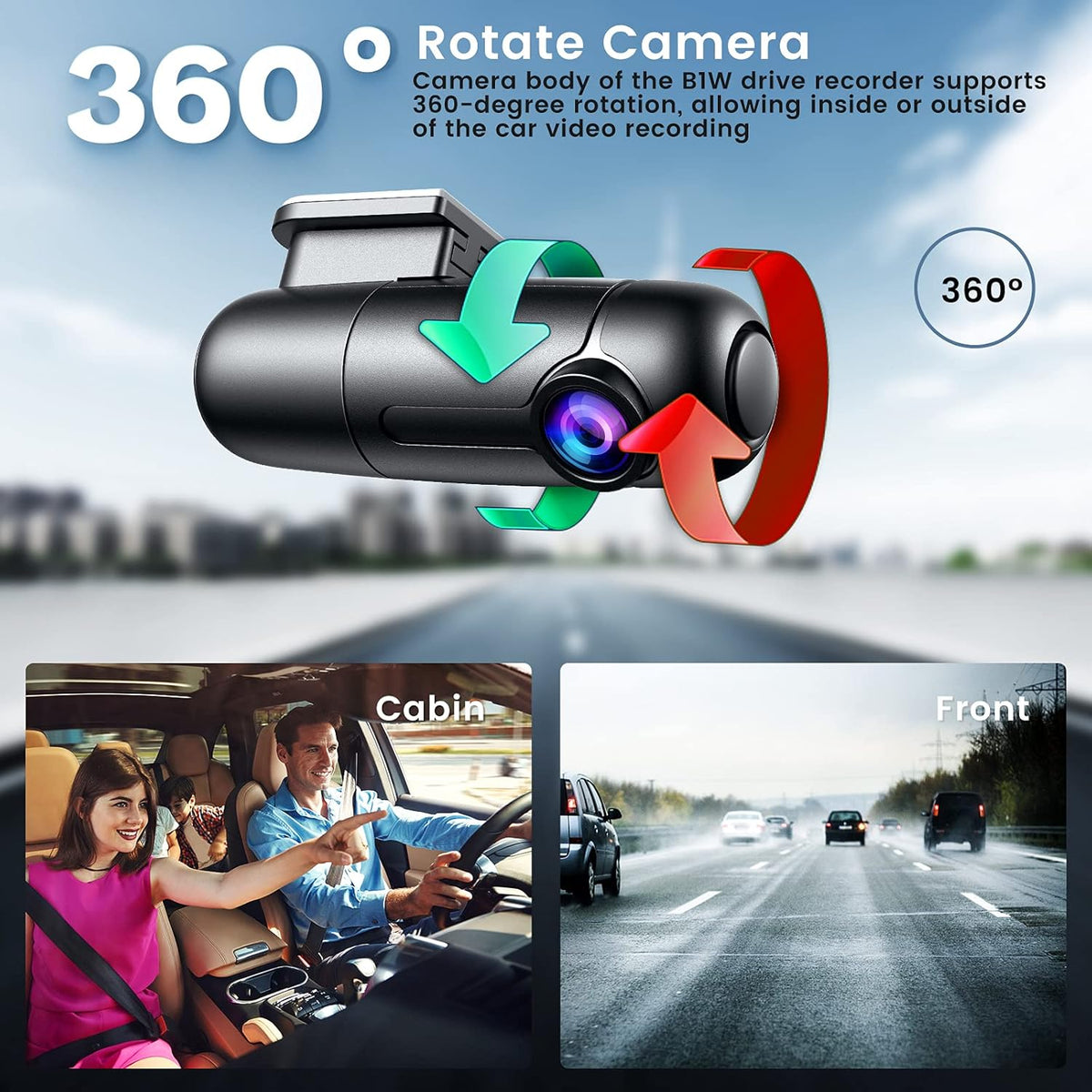Small WiFi Dash Cam Camera 1080p 30fps G-Sensor Loop Recording Pack of 2 F6347