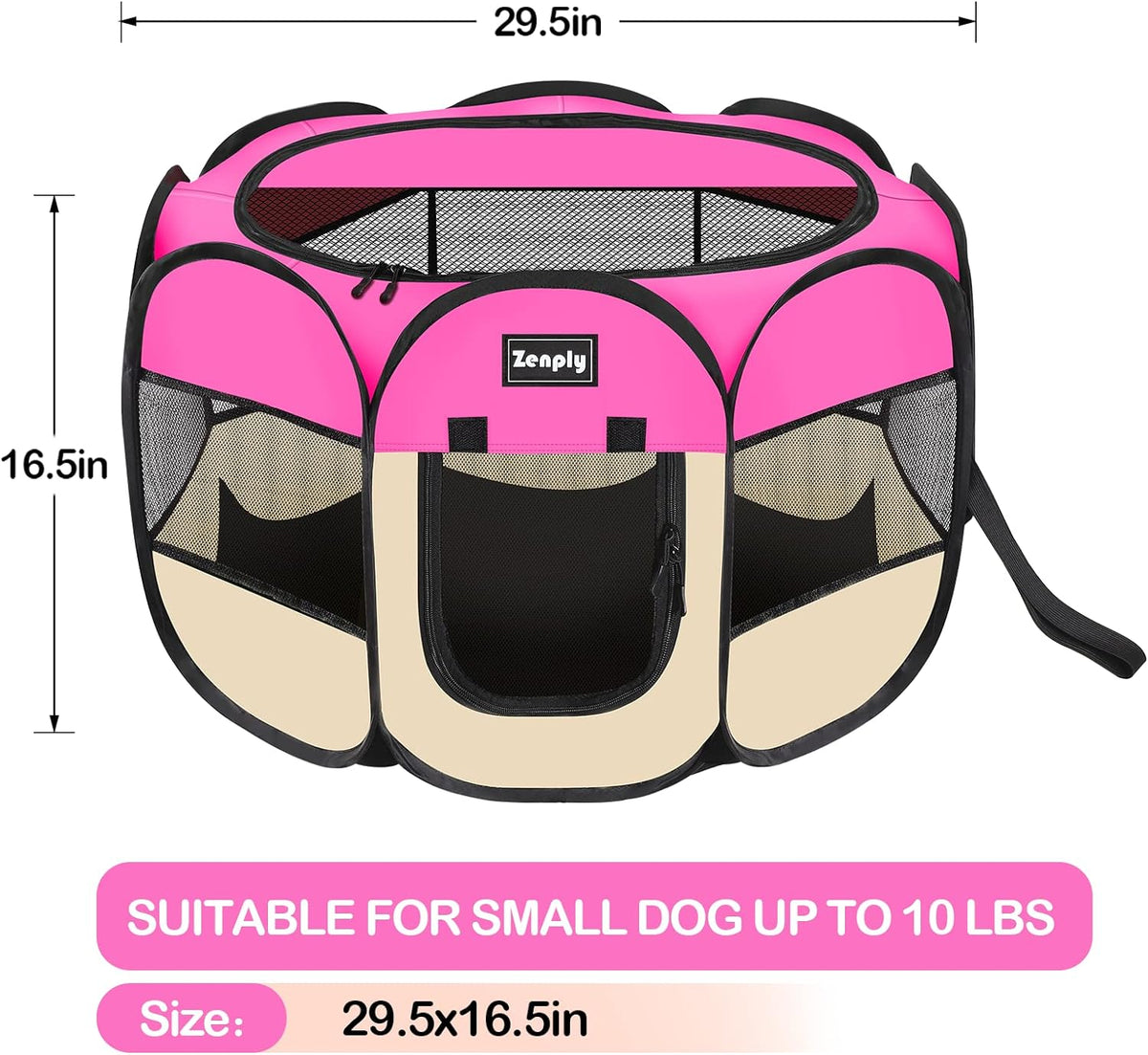 Portable Pet Playpen Foldable Pop Up Kennel Tent Crate with Shade Ventilation Mesh Q8678