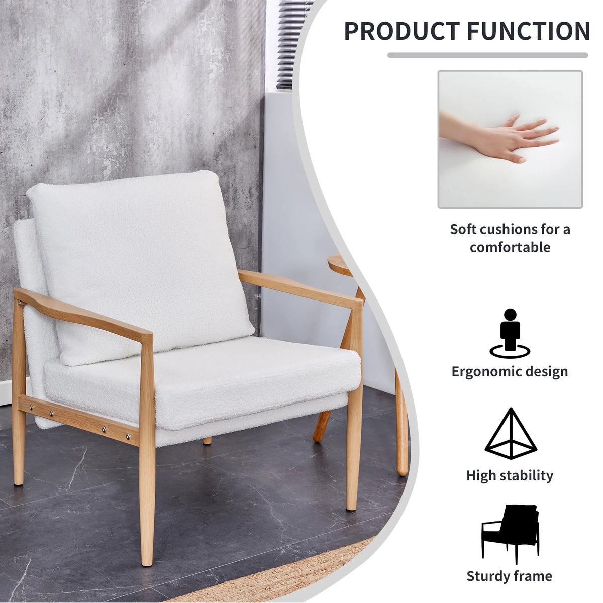 Teddy Velvet Accent Arm Chair with Metal Frame F379733