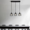 Black Finish 3 Lights Cage Pendant Lighting J53505