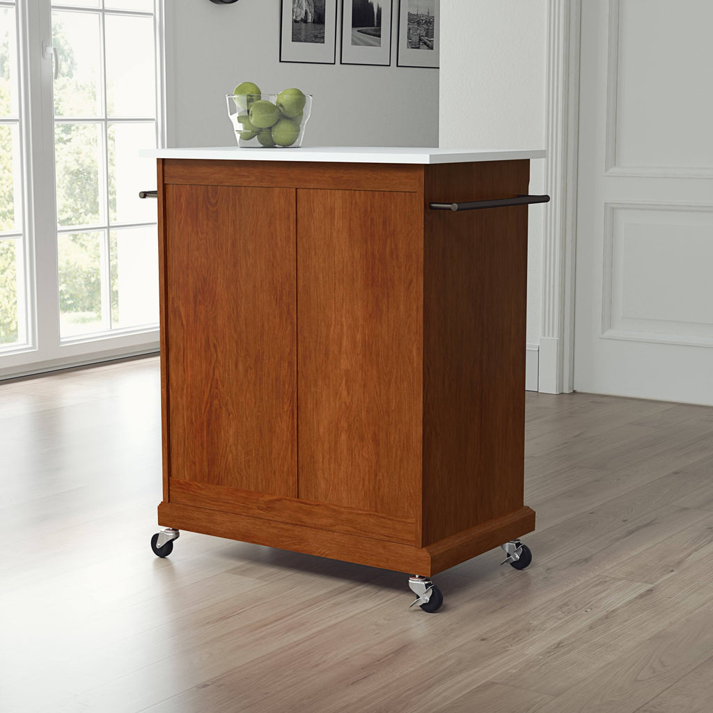 Cherry Granite Top Kitchen Cart Y846240