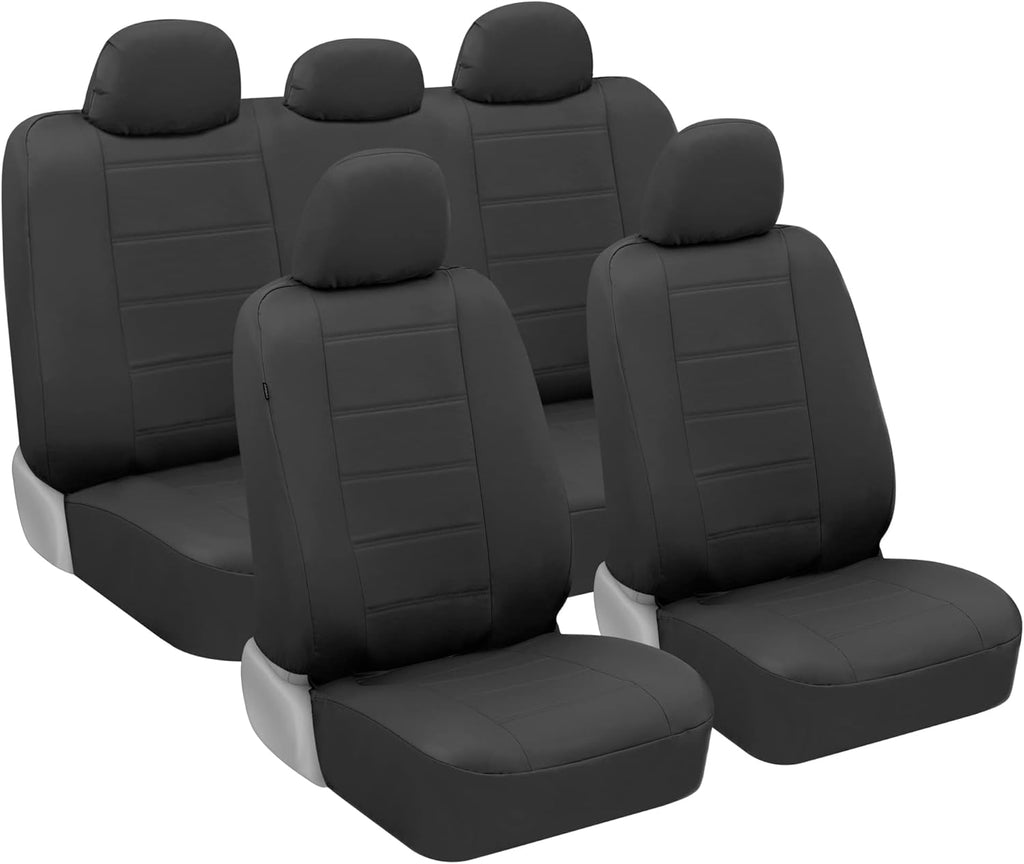 Gray Faux Leather Seat Covers Full Set Pack of 2 I1167