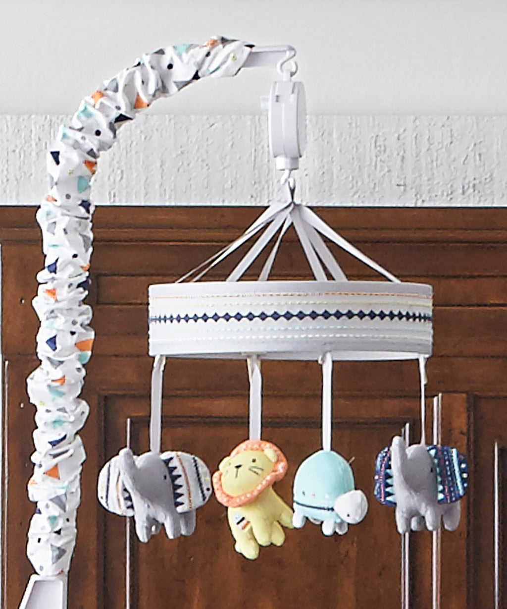 Grey and Turquoise Baby Crib Mobile L7548
