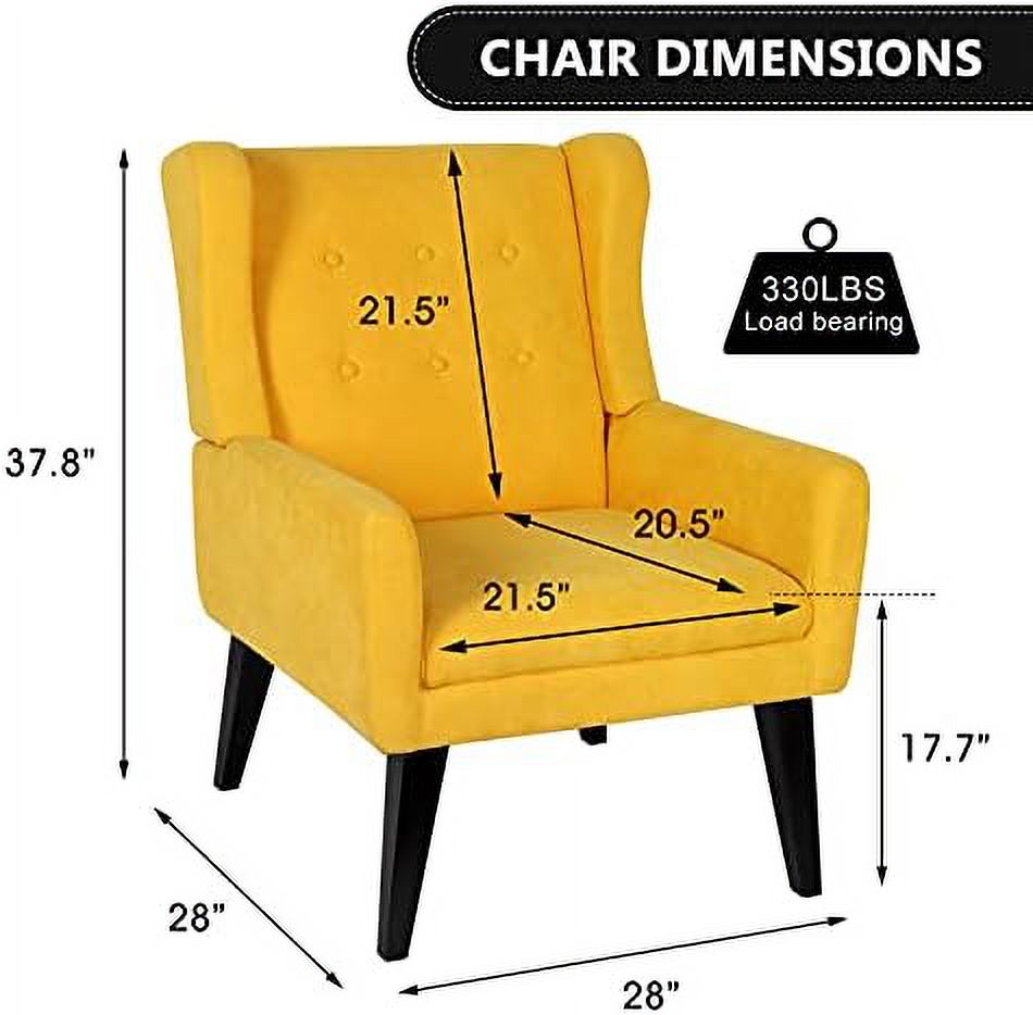 Yellow Upholstered Fabric Wingback Accent Chair E7002