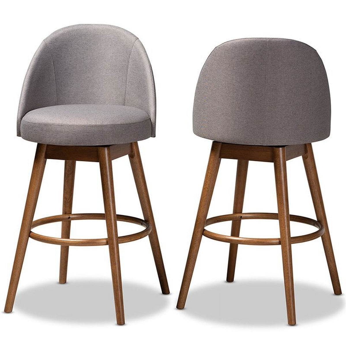 Gray Upholstered Swivel Bar Stool (Set of 2) H22047
