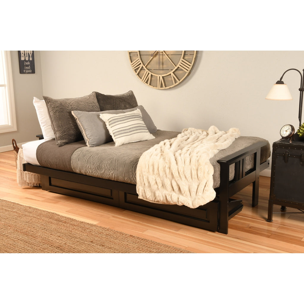 Black Finish Sofa with Storage and Removable Mattress Cover I369