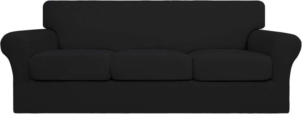 4 Pieces Stretch Sofa Slipcover for 3 Separate Cushion Couch, Camel W581810