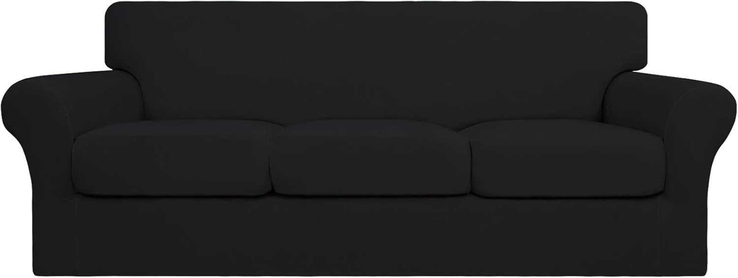 4 Pieces Stretch Sofa Slipcover for 3 Separate Cushion Couch, Camel W581810