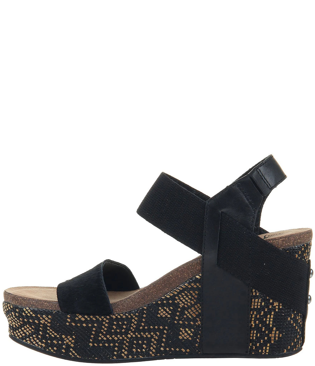 Black Jute Wedge Shoes C5729