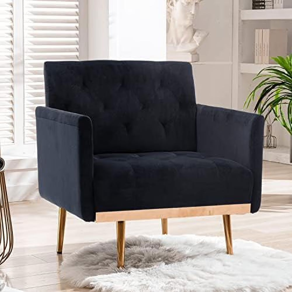Orange Velvet Tufted Accent Chair with Metal Legs W909