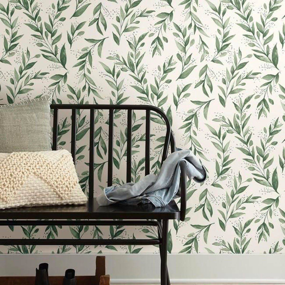 Olive Branch Botanical Pre-Pasted Wallpaper H4973