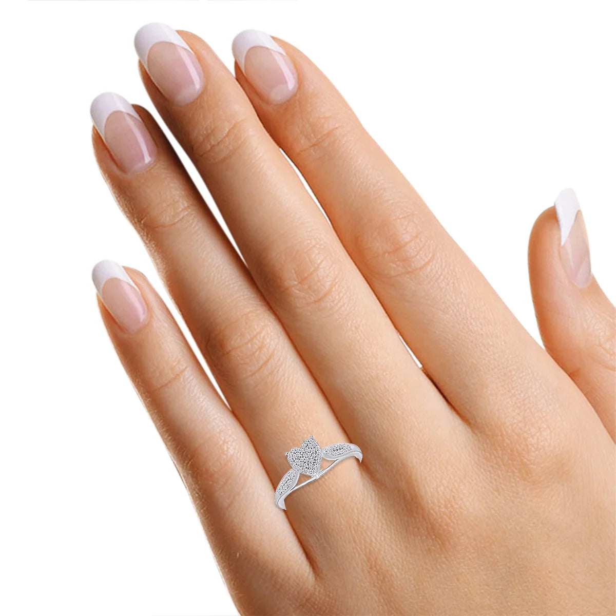 14K Gold Over Sterling Silver Diamond Heart Wedding Ring P82577