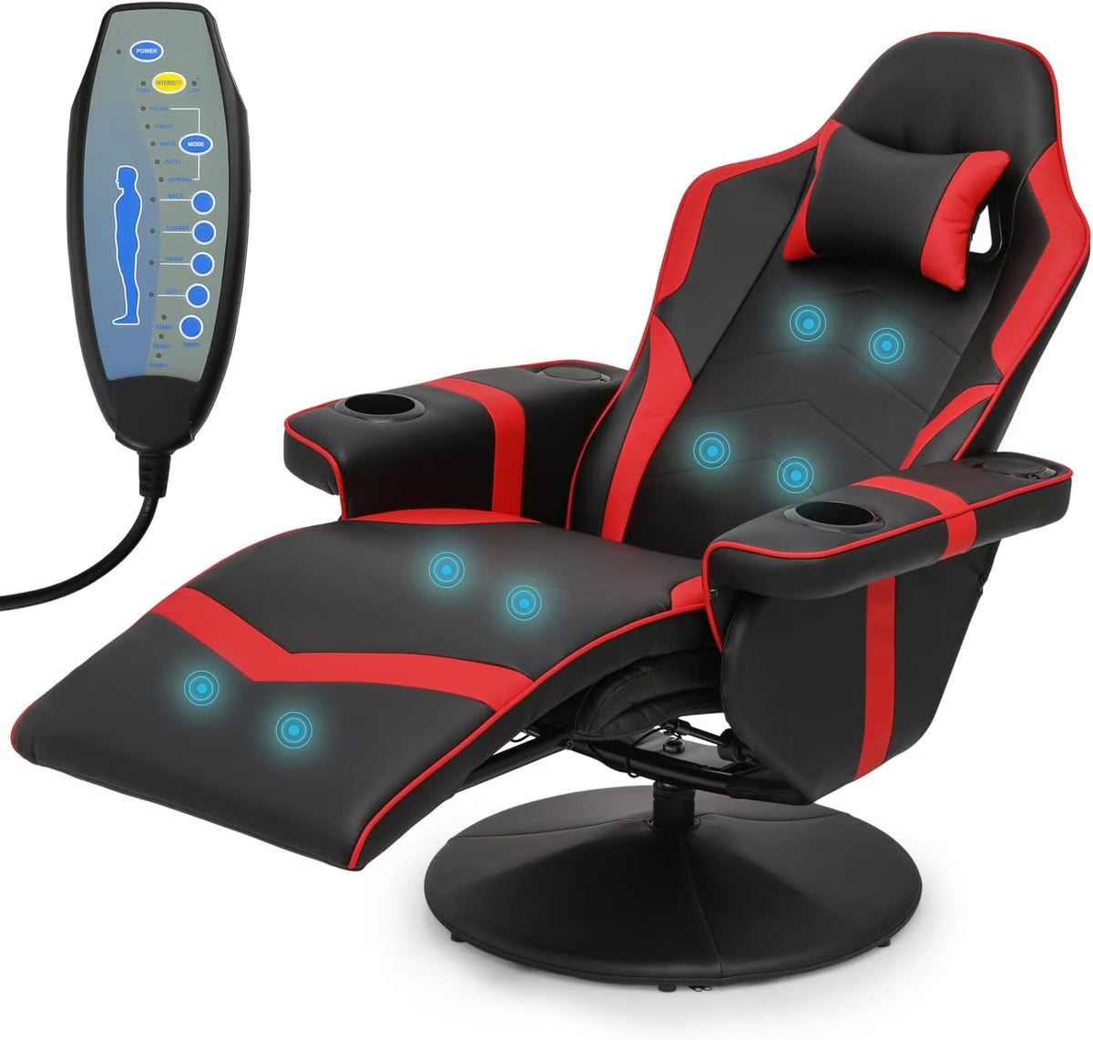 Red PU Leather Gaming Recliner Chair with Speakers E897152