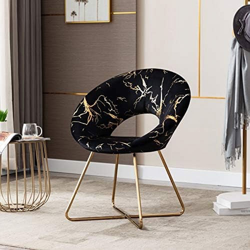 Khaki Velvet Upholstered Arm Chair with Golden Metal Frame Legs L5269
