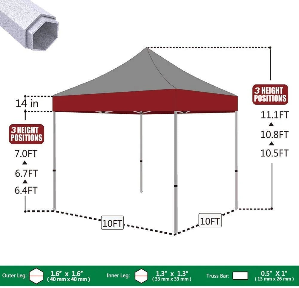 10x10 Pergolas with Canopy Outdoor Gazebo with Heavy Duty Wheeled Carry Bag P766218