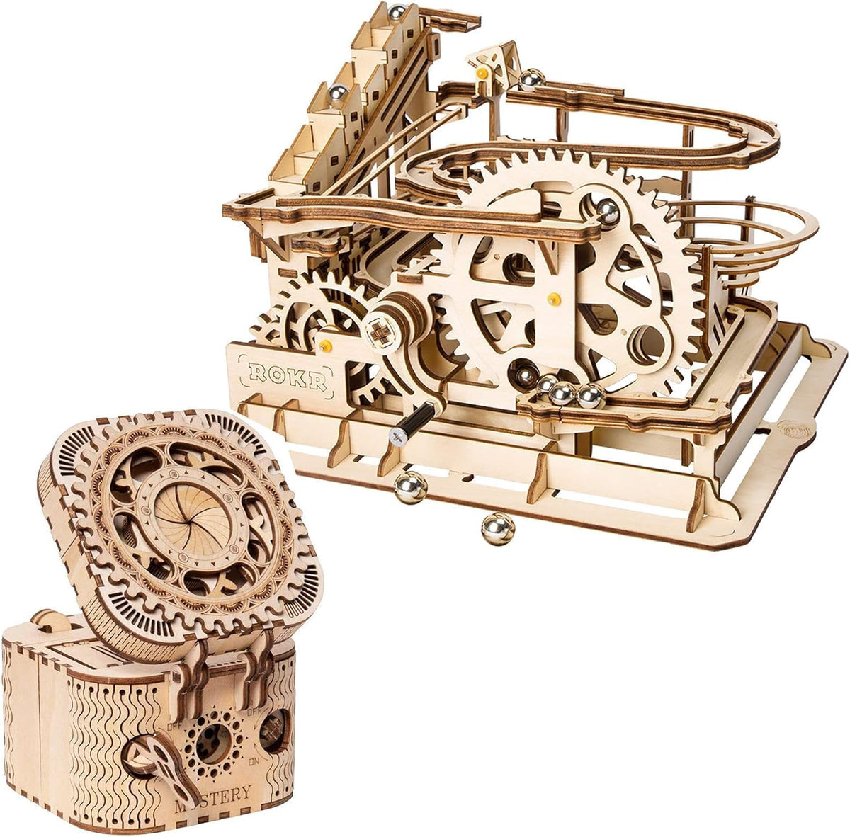 3D Wooden Marble Run Kit & Treasure Box A203702
