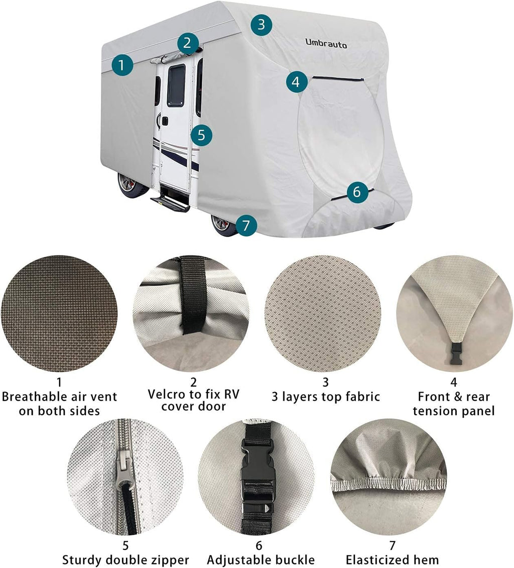3 Layers Waterproof Ripstop RV Cover Fits 29Ft to 32Ft, Grey S931425