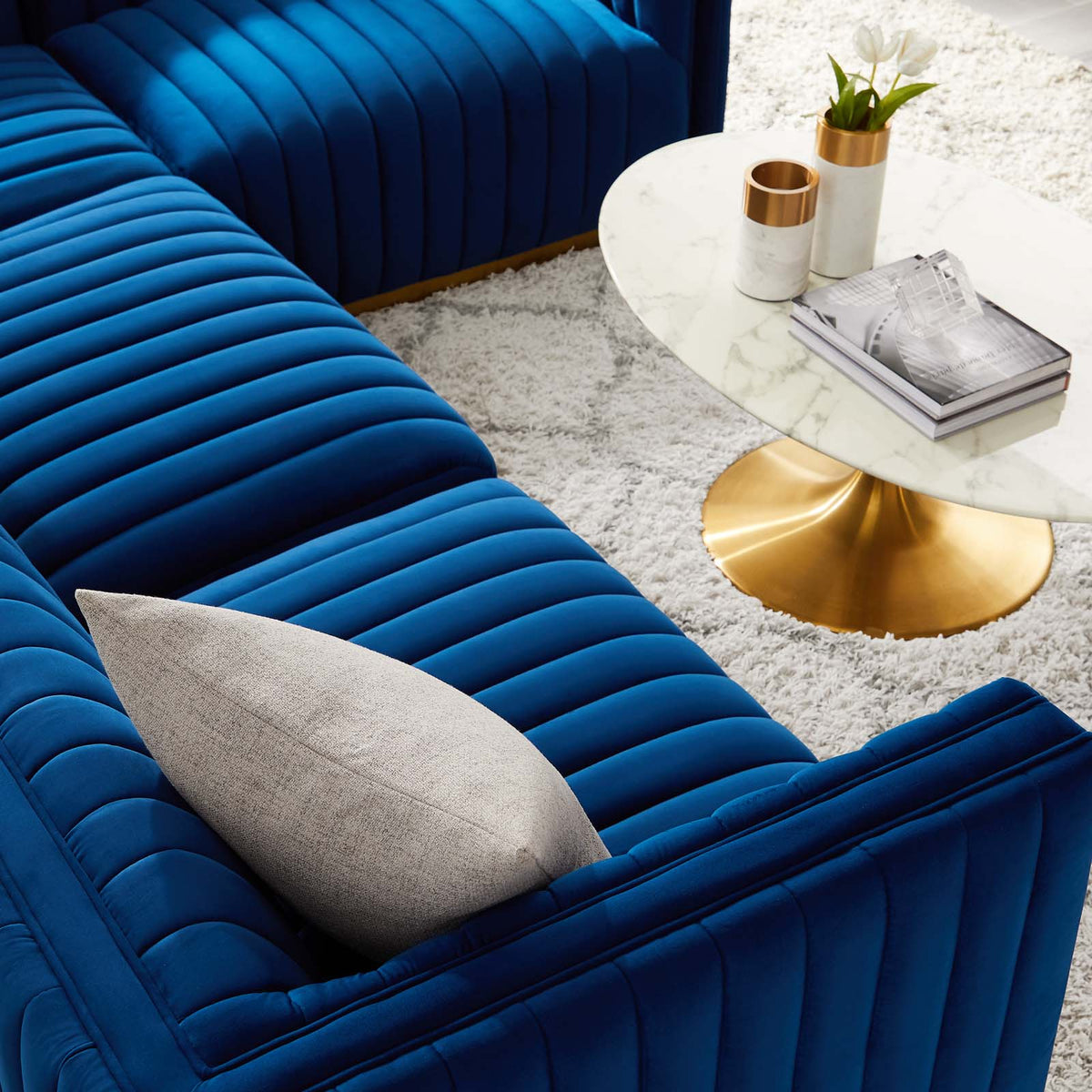 Tufted Performance Velvet 4-Piece Sectional A446805