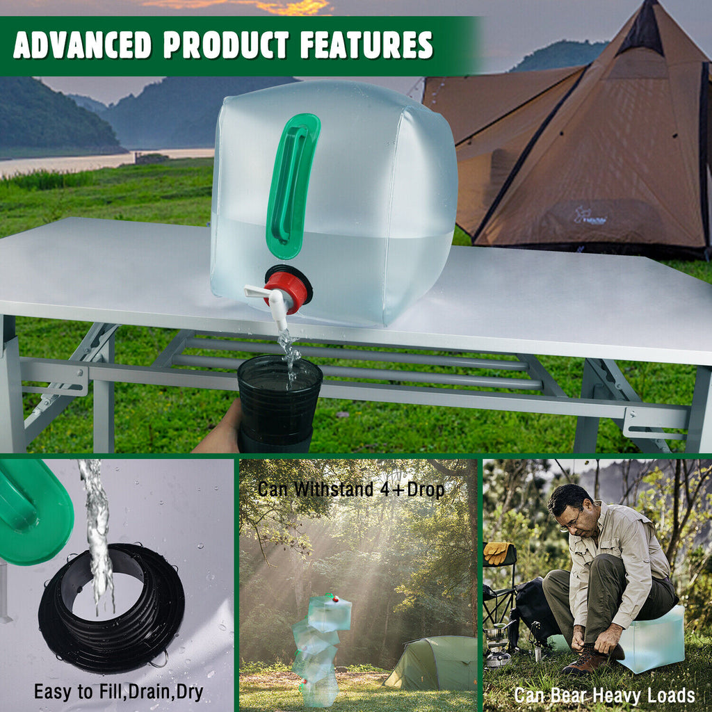 Portable Collapsible Water Container Jug with Spigot 2.6-5.2 Gallon C209221
