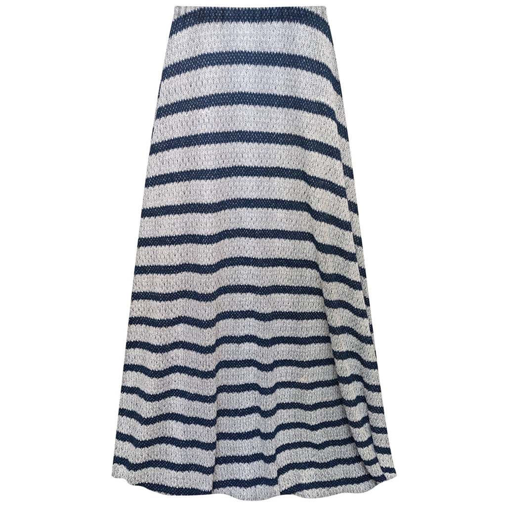 White and Navy A-line Maxi Skirt with Liner S6476