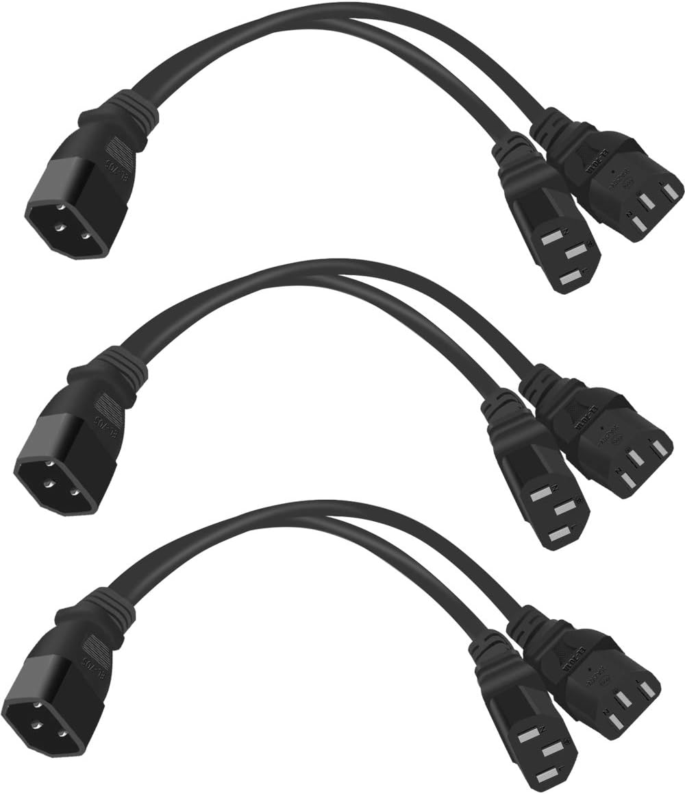 3Pack C14 to 2 x C13 Power Adapter Cable Cord 30cm E76298