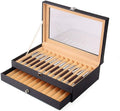 Leather Pen Display Case Storage Organizer Box with Drawer (Black, 36 Slot) P58987