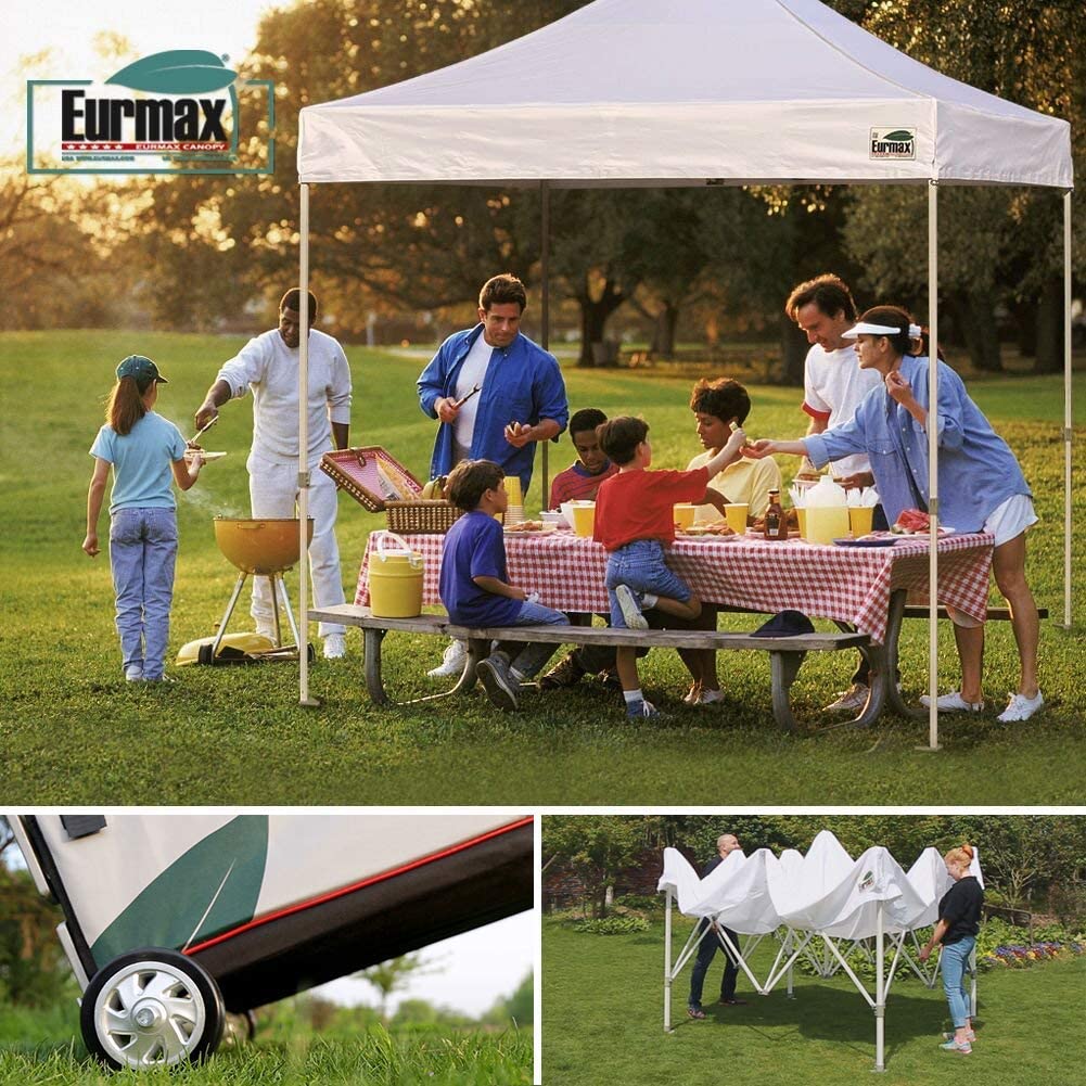 10x10 Pergolas with Canopy Outdoor Gazebo with Heavy Duty Wheeled Carry Bag P766218