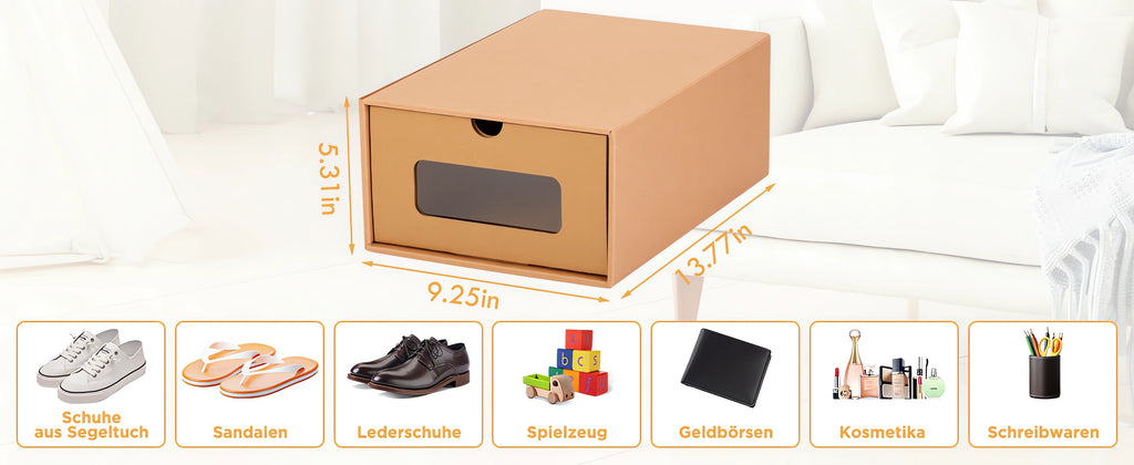 10Pcs Stackable Cardboard Shoe Box Storage Organizer H625834