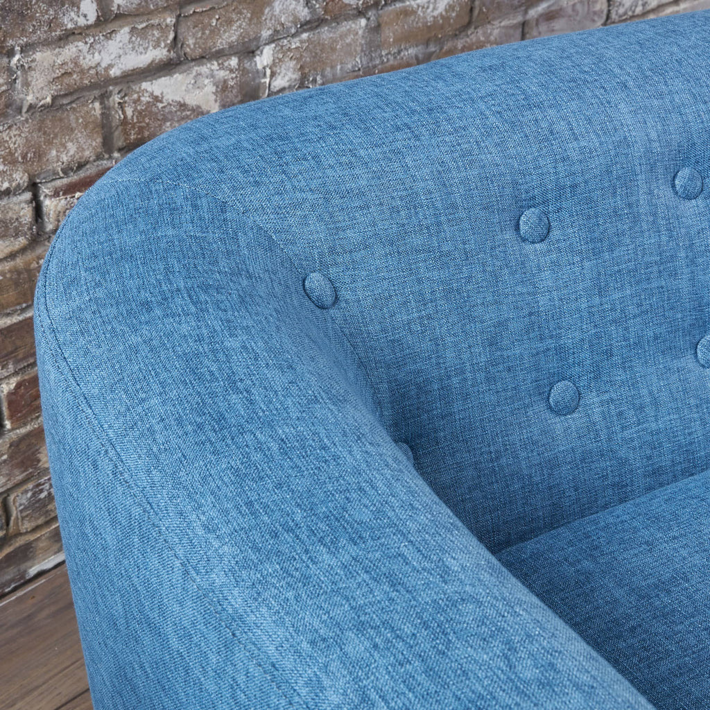 Muted Orange Fabric Mid Century Loveseat E48307
