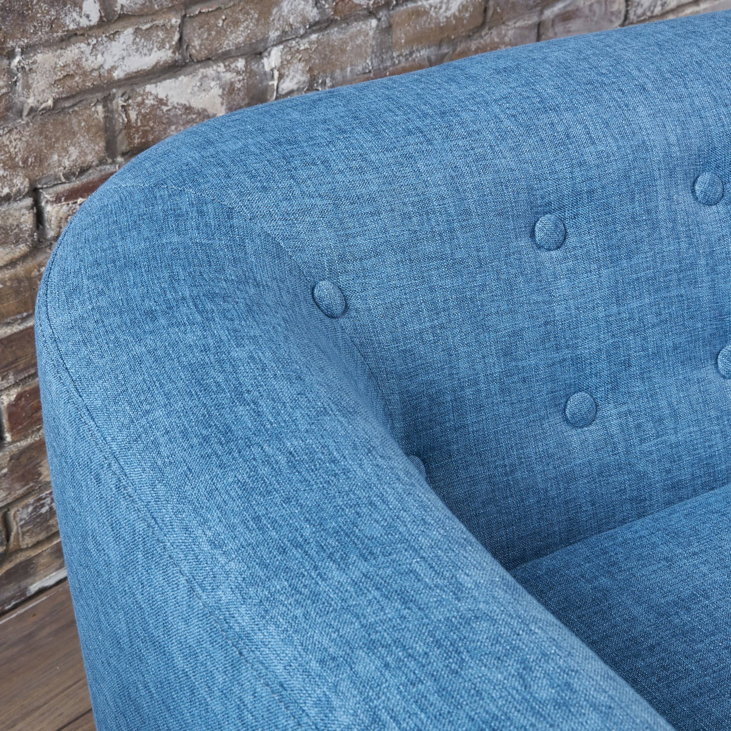 Muted Orange Fabric Mid Century Loveseat E48307