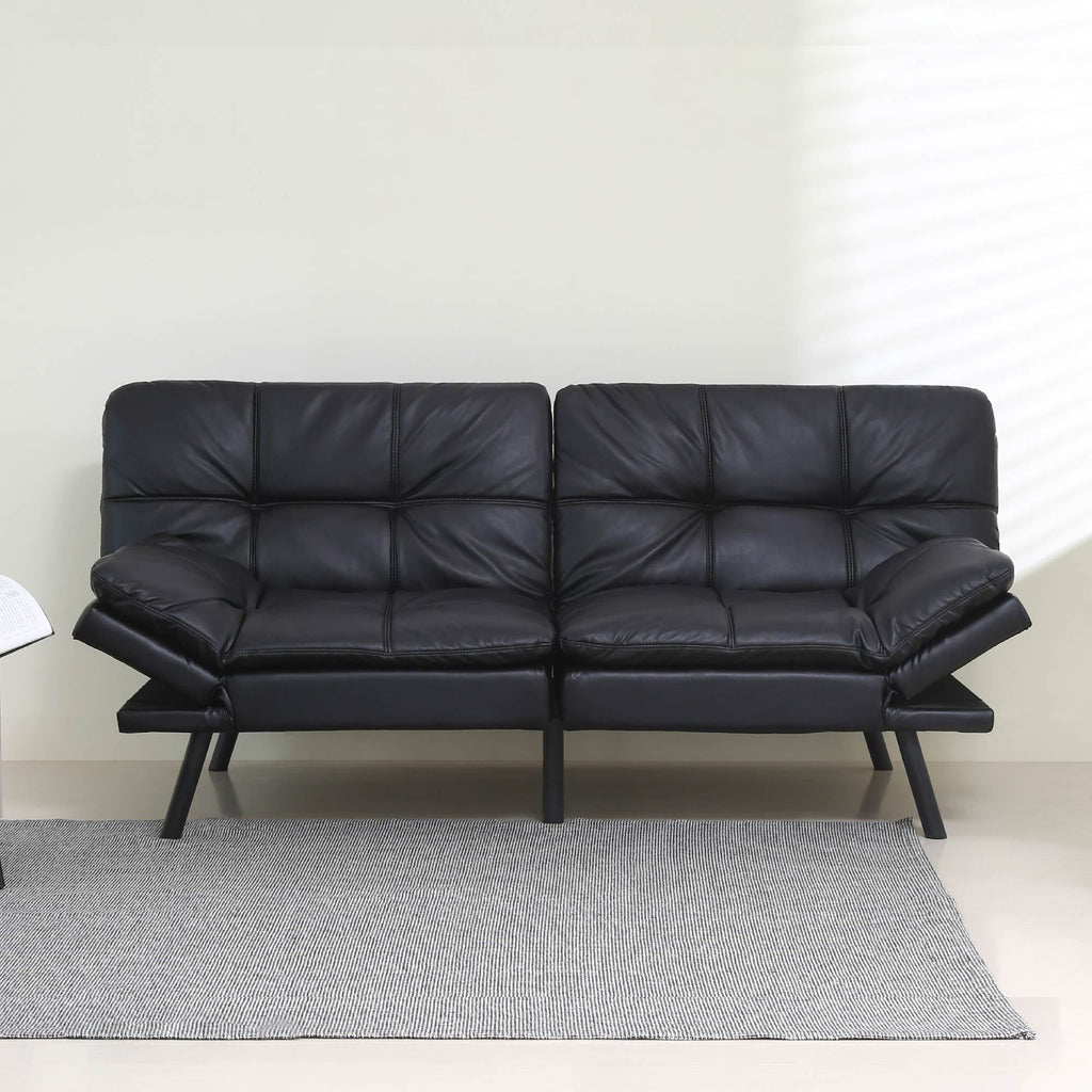 Black Convertible Memory Foam Futon Sofa Bed B298