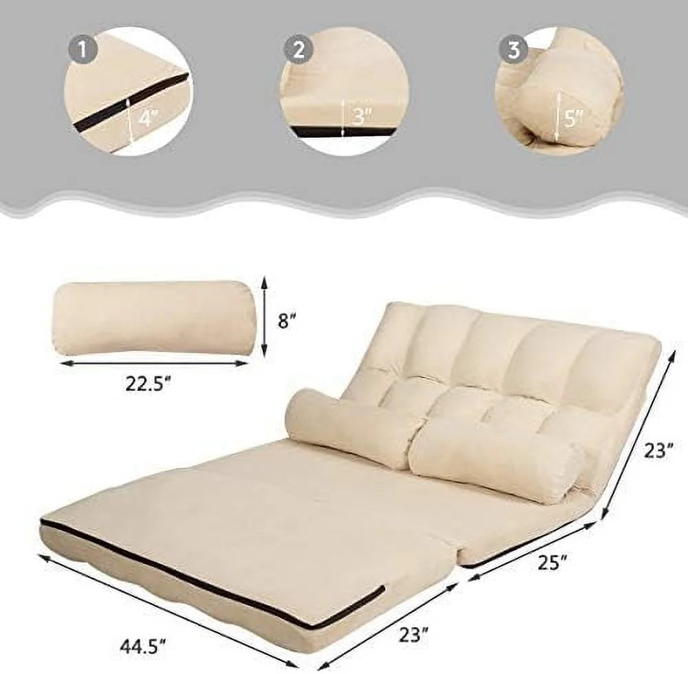 Gray Fabric Sleeper Sofa Bed with 2 Pillows E709