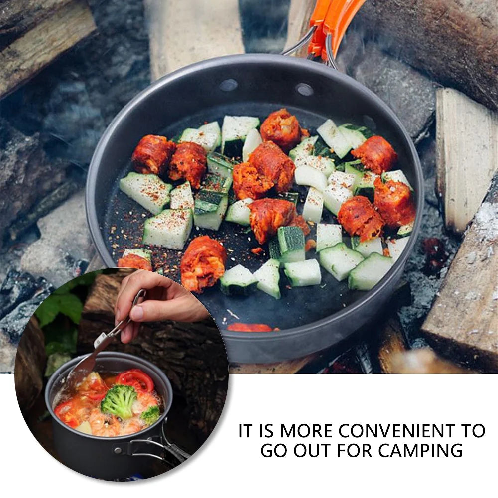 Orange Non Stick Folding Camping Cookware Set G7992
