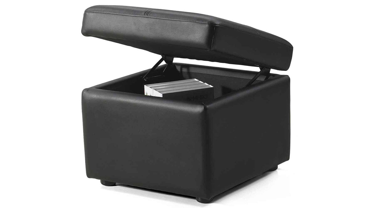 Black Leather Key Storage Ottoman U2198
